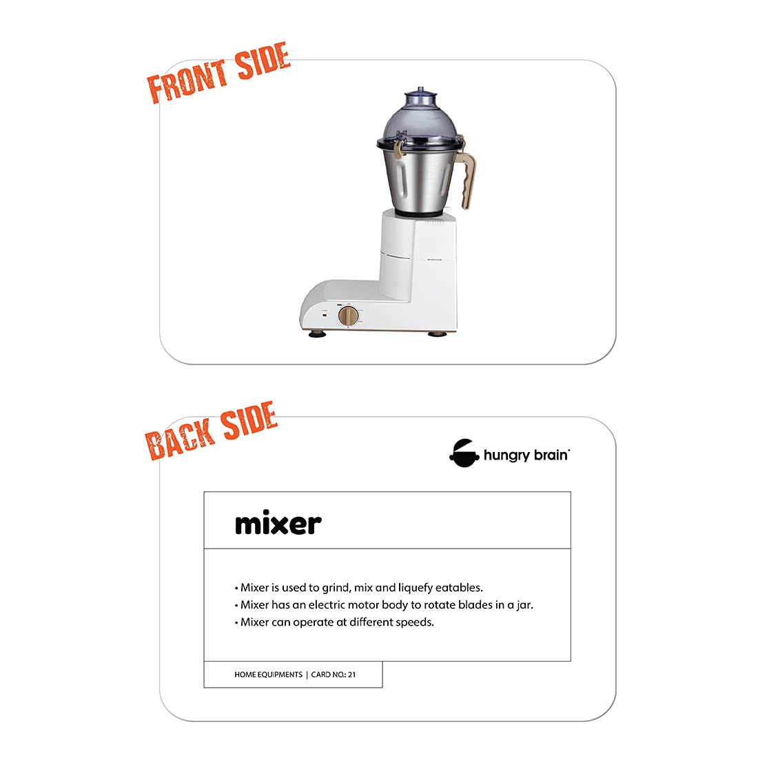 home equipments flash cards - hungry brain
