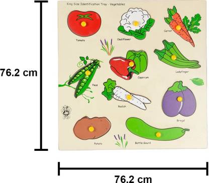 Inculcate the love of vegetables to your children as you introduce them to the Skillofun King Size Identification Tray Vegetables. This toy tray is designed for boys and girls who are in the age group of two to four years. The material used in this toy is wood that makes the tray portable and easy to play with. A fun-filled game that seeks to enhance your children’s knowledge by letting them identify the different vegetables along with their shapes and names. This self corrective puzzle comes with a large tray that has carved out shapes of ten different vegetables. Your children will need to match the correct vegetable in the right shape to succeed at this game. You can test their skills by removing all the vegetables and asking your children to decipher the right match.The Skillofun King Size Identification Tray Vegetables helps your children in cognitive development, analytical reasoning and hand-eye coordination.
