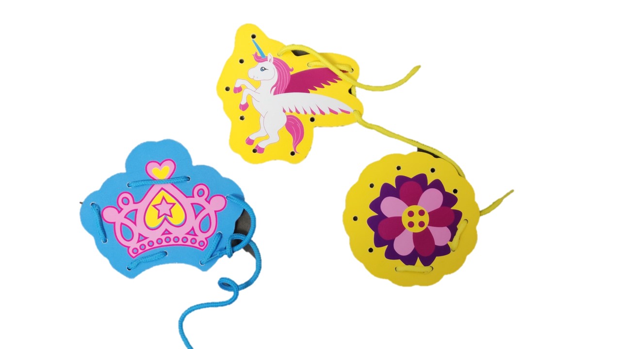 Wooden Lacing - crown flower, unicorn