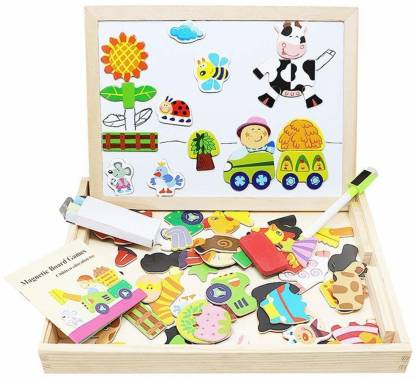 Magnetic Art Easel Animals Wooden Puzzles