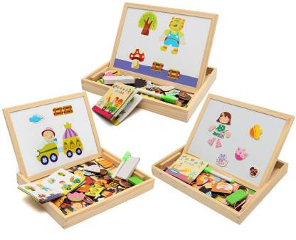 Magnetic Art Easel Animals Wooden Puzzles