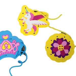 Wooden Lacing - crown flower, unicorn