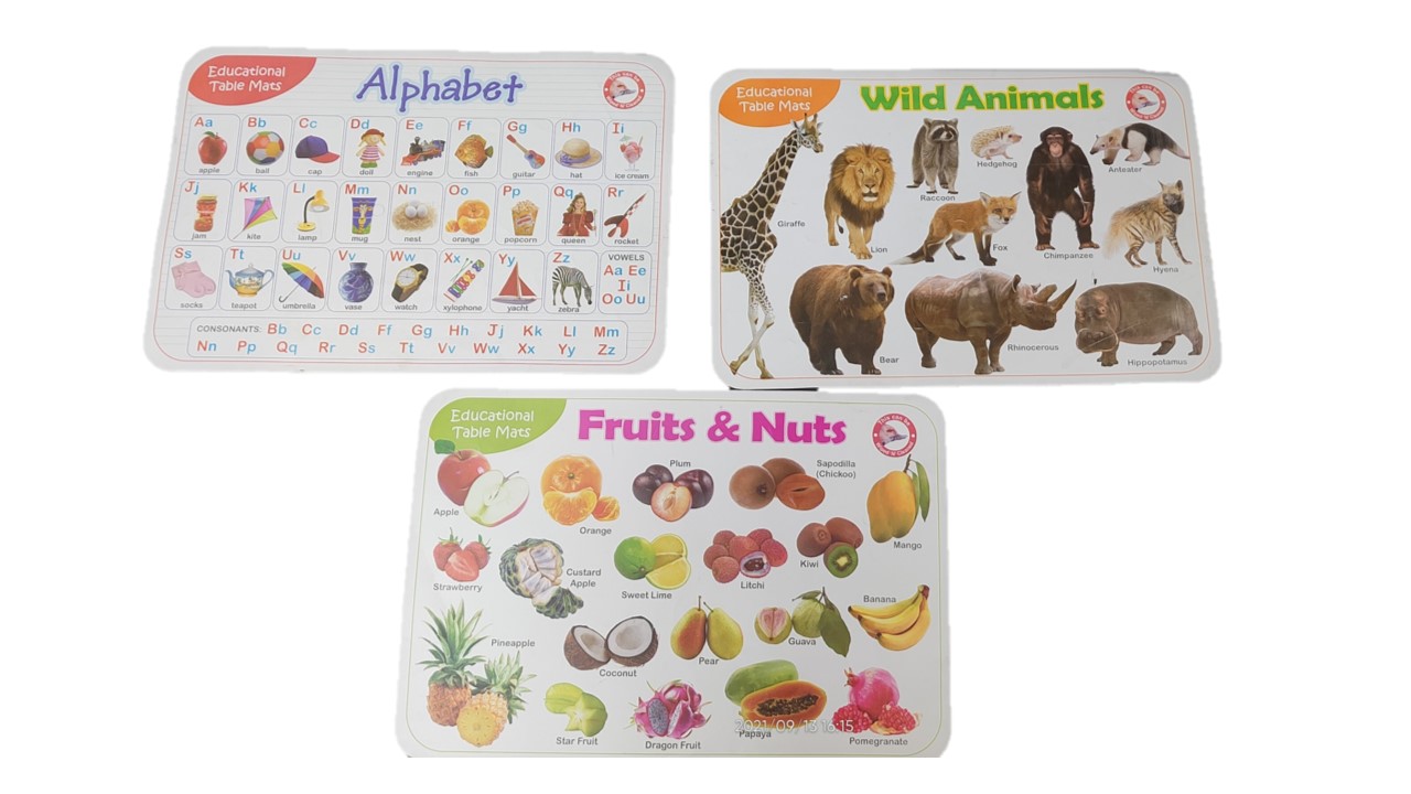 Mats 1 Alphabets Fruits Wild Animals Birds Domestic Animals Vegetables