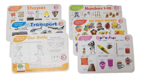 Mats 2 Colours ShapesTransport Numbers Opposites first words Our Bodys