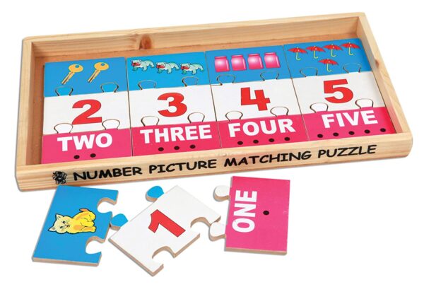 Number picture matching puzzle strips