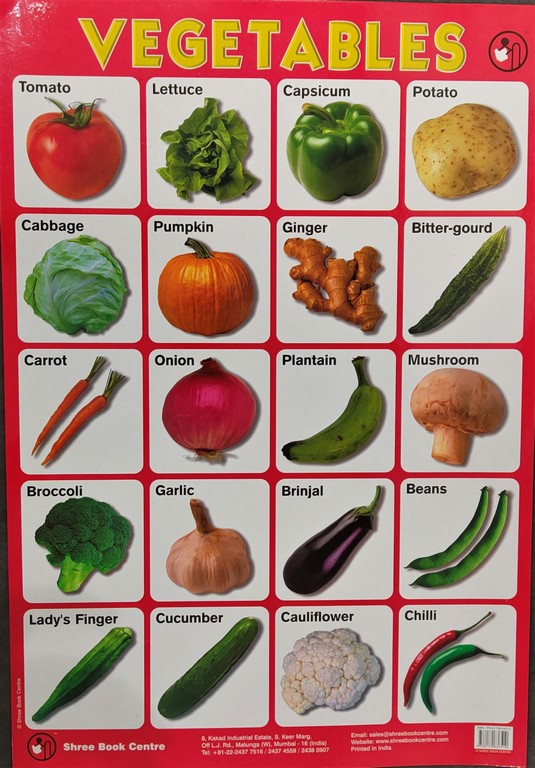 My Preschool Educational Chart Vegetables