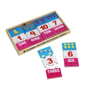 Number picture matching puzzle strips