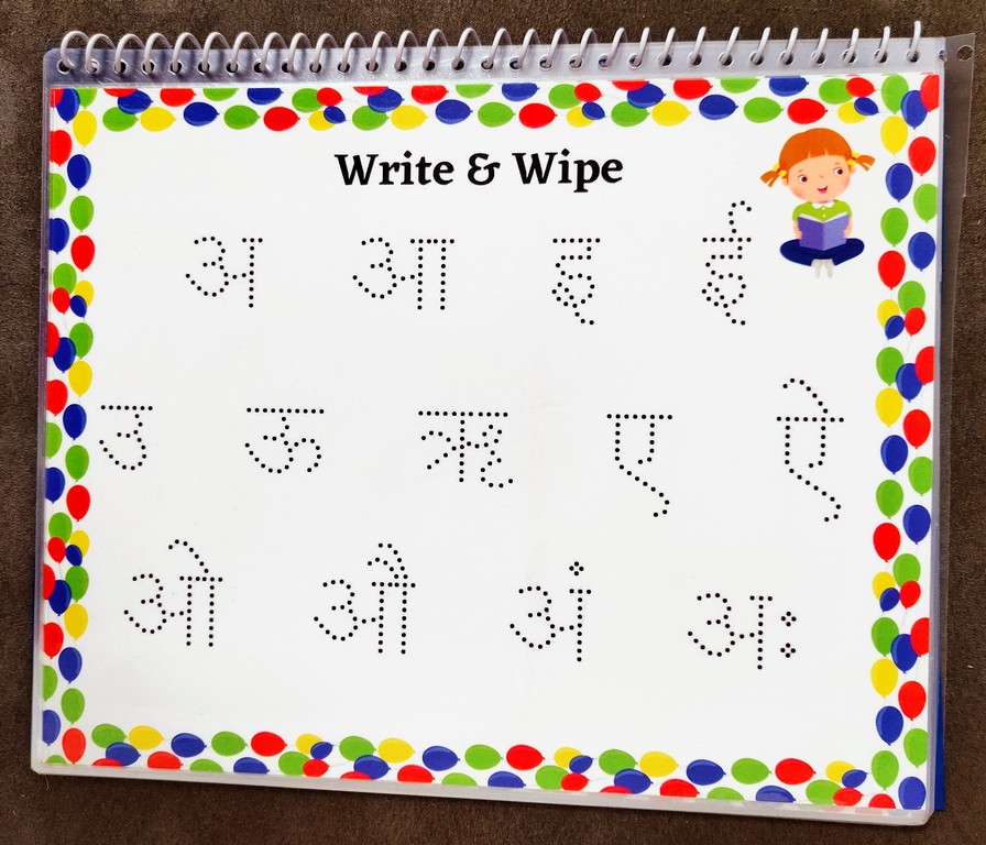 Hindi  write and wipe vowels, consonants and numbers
