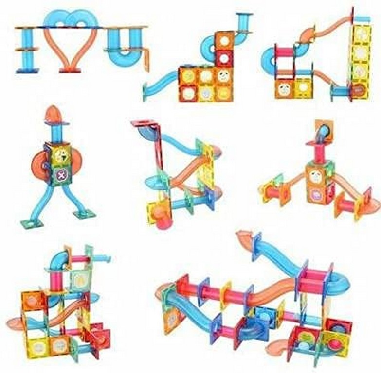 Magnetic tiles marble run
