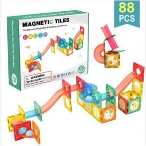 Magnetic tiles marble run