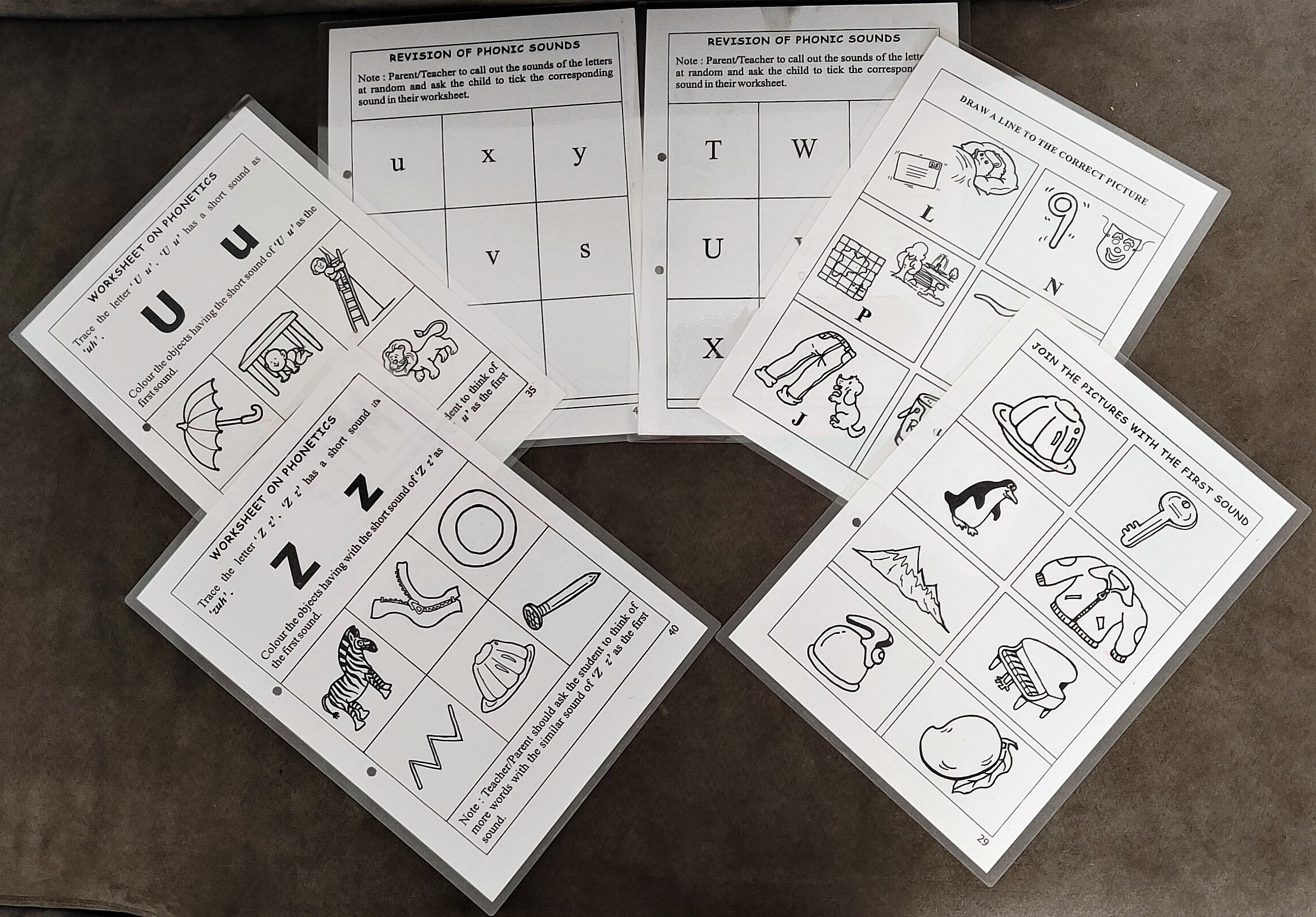 Phonics R to Z worksheet