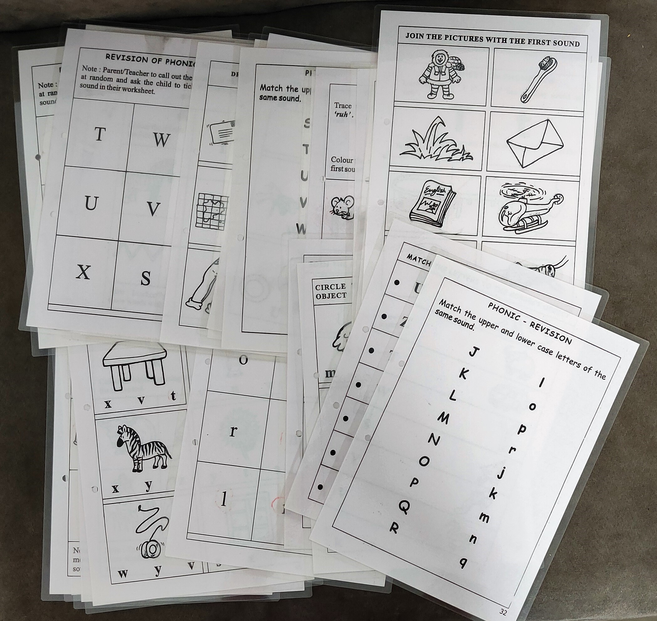 Phonics R to Z worksheet